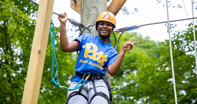 Provost Academy student participating in outdoor climbing activity