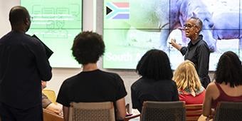 Speaker and audience at Celebrate Africa event